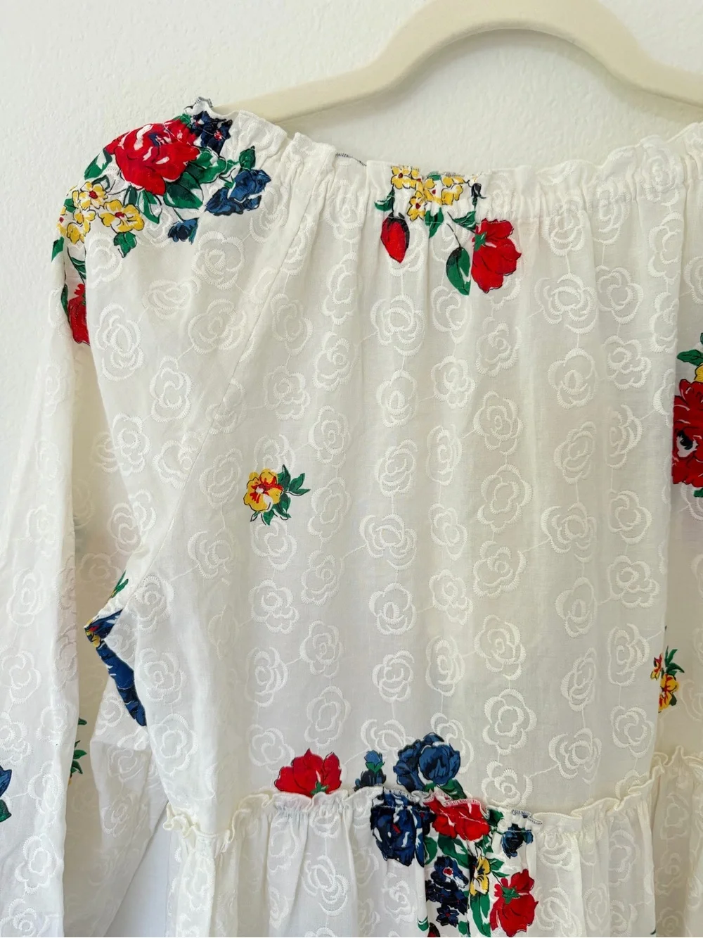 Tory Burch Embroidered Floral Beach Dress Cover-Up 100% Cotton Size Medium